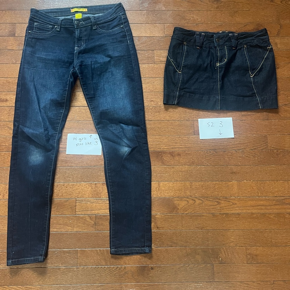 Dark Blue Denim Jeans and Skirt Set
